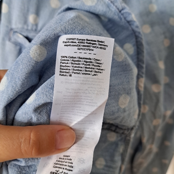 edc | Light blue & white polka dot denim texture casual button up - Picture 8 of 11